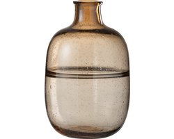 J-Line vaas Rond Ribbel - glas - amber - large - 35 cm hoog