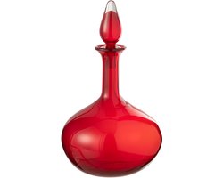 J-Line vaas + stop Fles - glas - rood - Ø 26.5 cm