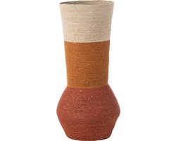 J-Line vaas Strepen - zeegras - naturel/roest - 68 cm hoog