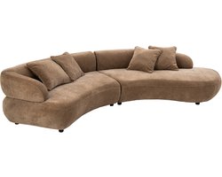 J-Line Vierzitsbank met 4 kussens - multiplex/stof - taupe