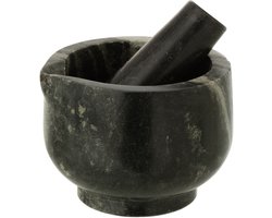 J-Line vijzel + stamper Marmer - steen - zwart/grijs