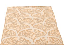 J-Line vloerkleed Buiten Bladeren - polypropyleen - wit/naturel