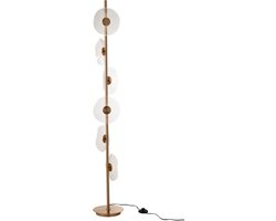 J-Line vloerlamp Bloem - ijzer/kunststof - goud - LED lichtjes