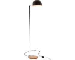 J-Line vloerlamp Evy - ijzer/hout - zwart/naturel