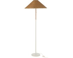 J-Line vloerlamp - metaal/rotan - wit/naturel