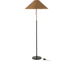 J-Line vloerlamp - metaal/rotan - zwart/naturel