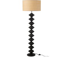 J-Line vloerlamp Rups - populierenhout - zwart/naturel