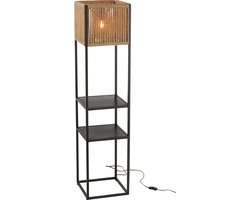 J-Line vloerlamp Vierkant - ijzer/jute - naturel/zwart