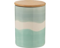 J-Line Voorraadpot Golf Porselein Wit/Blauw