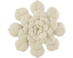 J-Line wanddecoratie Bloem - metaal - wit - small