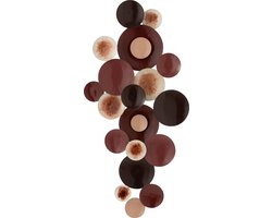 J-Line Wanddecoratie Cirkels Metaal Bordeaux Wit Bruin