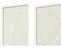 J-Line wanddecoratie Dandelion - canvas - ecru - 2 stuks