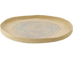 J-Line wanddecoratie Dienblad Rond Gestreept - zeegras - naturel/blauw - large
