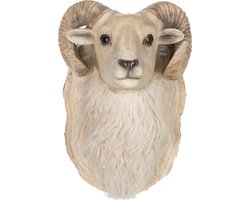 J-Line wanddecoratie Geit Kop Hangend - polyresin - beige - small