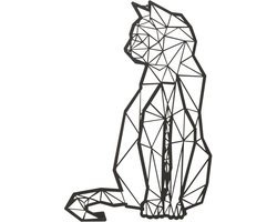 J-Line wanddecoratie Kat - metaal - zwart