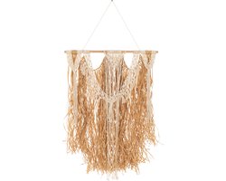 J-Line wanddecoratie Macrame - katoen - ecru/naturel