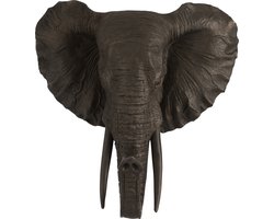 J-Line wanddecoratie Olifant Hangend - polyresin - bruin