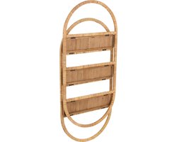 J-Line wanddecoratie Ovaal 3 planken Plooibaar - rotan - naturel
