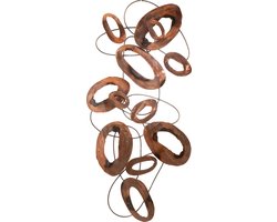 J-Line wanddecoratie Ovalen Strepen - metaal - bruin - large