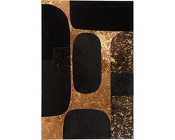 J-Line wanddecoratie Rechthoek Ovaal - leder - zwart/goud - large