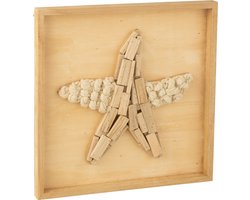 J-Line wanddecoratie Zeester - hout - naturel