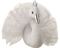 J-Line wanddecoratie Zwaan - pluche - wit/zilver