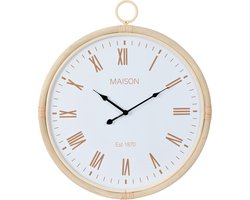 J-line - Wandklok Kyr Rotan/mdf Natuur/wit Medium - 55.5x4.5x64cm