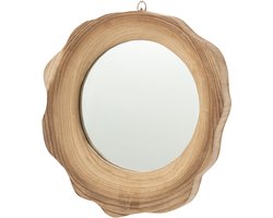 J-Line wandspiegel Geribbeld - hout - naturel - small