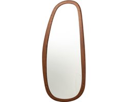 J-Line Wandspiegel met walnootlook - spiegel - donkerbruin