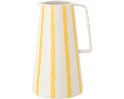 J-Line waterkan Gestreept Dolomiet - keramiek - wit/lichtgeel