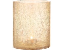 J-Line windlicht Crackle - glas - amber - large