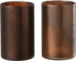 J-Line windlicht Spiegel - glas - koper/rood - large - 2 stuks