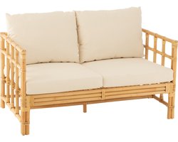 J-Line zetel Elise + kussen 2 Personen - rotan/textiel - naturel/wit