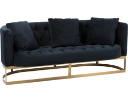 J-Line zetel Knopen Kussens Wilson 2Personen - fluweel/metaal - antraciet/goud