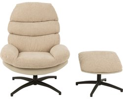 J-Line zetel Relax + Voetbank - metaal/multiplex - beige/zwart