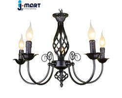 J-Mart Retro Kroonluchter - Retro Hanglamp - Binnenverlichting - Woonkamer/Gang/Eetkamer/Kantoor - 54 x 54 x 70 cm - Zwart