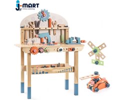 J-Mart Speelgoed Werkbank - 41 Delig - Kinderspeelgoed - Montessori Speelgoed - Incl. Kinder Gereedschap - 80 x 30 x 60 cm