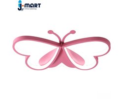 J-Mart Vlinder Plafondlamp - Plafonnière - Kinderkamer Lamp - Warm Wit/Neutraal Wit/Koud Wit/ - Dimbaar - 50 x 36 x 6 cm - Roze
