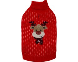 Jack and Vanilla 5th Avenue Dogwalk - Hondentrui met Rendier - Rood - Maat L: 40 cm