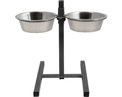 Jack and Vanilla BON APPETIT Hondenvoerbakken hoogte verstelbaar - Verhoogde voerbakken voor hond - Kleur: Grijs/Inox - 2x 3,9 Liter