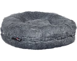 Jack and Vanilla Donut hondenkussen - long plush puff grijs 90 cm