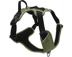 Jack and Vanilla - EXPEDITION - Honden Tuigje - Kleur: Olijfgroen - Maat: M - Halsomvang tussen 35-50 cm - Borstomvang tussen 48-66 cm