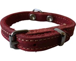JACK AND VANILLA Halsband - Gevet Leder - Rood - Breedte: 1 cm - Nekomtrek: 17 - 20 cm (GELIEVE ALVORENS BESTELLEN OPMETEN)