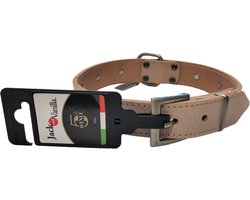 Jack and Vanilla Hondenhalsband leer - Honden halsbanden - Halsband hond - Beige leer halsband - Lengte 40 cm - Verstelbaar 26 / 34 cm