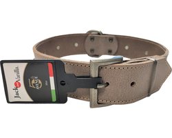 Jack and Vanilla Hondenhalsband leer - Stoere brede halsband - Hondenhalsband - Mist - Tornillo - 55 cm - leer - Grijs - Verstelbaar 37 / 47 cm