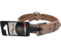 Jack and Vanilla Hondenhalsband - Lengte 55 cm - Verstelbaar 37 / 47 cm - Halsband hond leer - Naturel