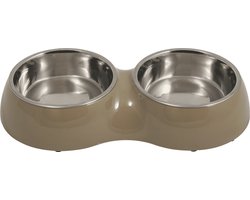 Jack And Vanilla - Voer- En Drinkbakken - Bon Appetit Dubbele Kom - Taupe - 2x480ml 51/0098 - 182690