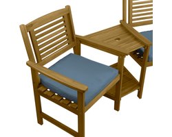 Jack & Jill Acaciahouten Duostoel met Tafel, Parasolgat en Grijze Kussens
