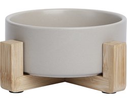 Jack & Vanilla Keramische Voerbak Bamboe Standaard Grijs 400ml