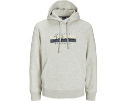 JACK&JONES PLUS JORFREDERIKSBERG BOX SCRIPT SWEAT PLS Heren Trui - White Melange